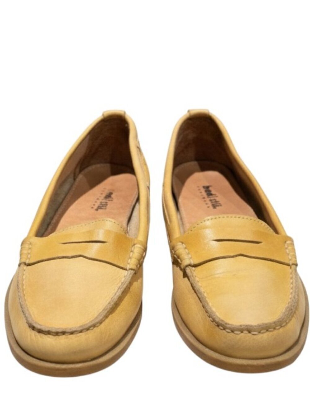 Bed Stu Yellow Leather Penny Loafers Slip On Distressed Flats Size 10